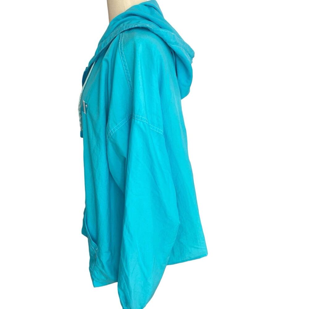 Vintage Venezia Hooded Turquoise Lined Windbreaker Jacket Plus Size 22/24 - Picture 4 of 8
